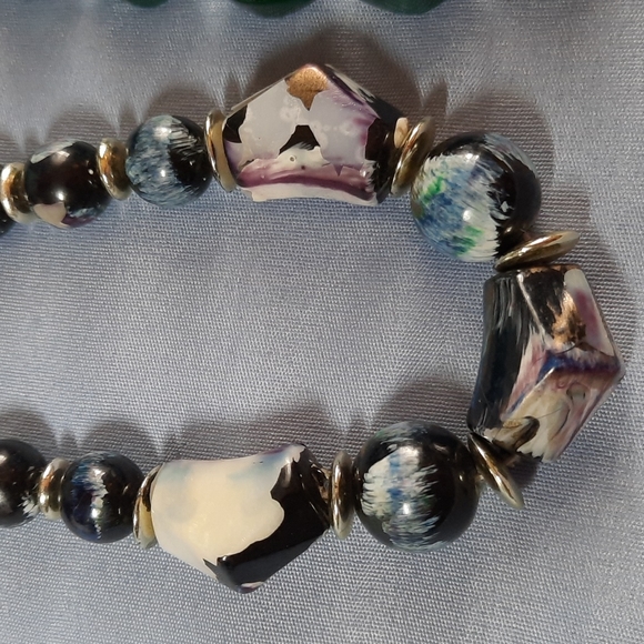 2 (Two), Beaded Necklace, 1 Green Tones, 1 Blue Tones And Other Colors - Picture 2 of 5